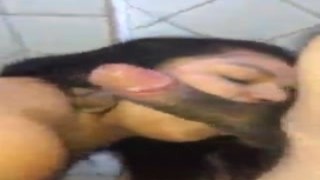 Her mouth was wide open as she slurped down my thick, oozing cock