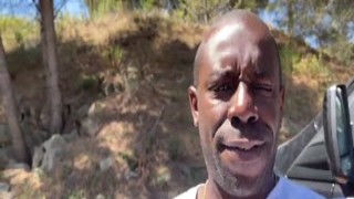 I was fucking your man all night, bitch, and now I'm gonna make you watch him cum all over my cock!