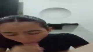 A handsome man brought his stepsister inside and gave her great oral pleasure before ejaculating in her mouth