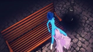 As Steven and Connie laid on the grass, Amethyst was straddling Lapiz, her mouth moving up and down her cock with expert precision