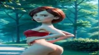 Sexy anime waifu with big tits and a tight ass was lying on her back, legs spread wide