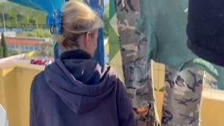 "I was doing my laundry when I heard a loud crash from next door," she moaned as he stuffed his thick, throbbing cock into her mouth