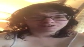 There she is, standing in the doorway, her legs spread wide