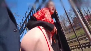 A public agent and a Russian student picked up by a pickup truck decided to walk in nature for real outdoor fucking, kissing, and cat 4k