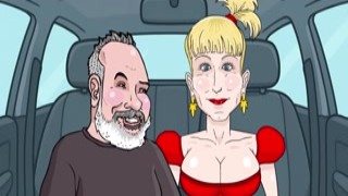 Ted was riding his cart up the hill, his pants bulging with a massive hard-on