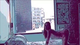 a **black** girl twerks on a **vibrator**
