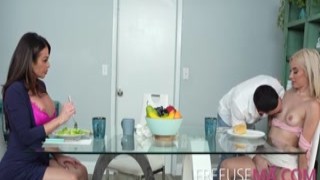 My stepbro Jazmin is such a slut! Every time our parents go on holiday, he fucks my stepmom and stepsister Dolci