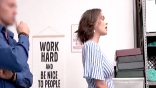 Krissy Lynn, the hot brunette bombshell, was busy in the office, typing away at her computer