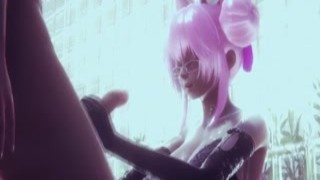 As the dark-haired beauty removed her cosplay costume, she stood before him in her skimpy lingerie, teasing and tormenting him with her every move