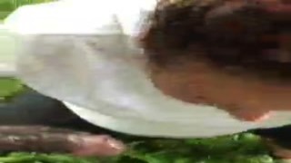 The young, scantily clad white babe was on her knees in front of me, eagerly taking my hard, black cock into her mouth