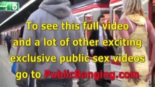 The blonde cutie, with her massive titties spilling out of her top, was having the ride of her life on that crowded subway train