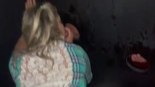 I was used in the gloryhole by a nice cock while my husband was delirious with lust jerking off really well