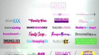 Haley Spade, a sexy babe with a slim body and large tits, sat on her bed with a smile as she talked to her stepbrother, who was sitting across from her