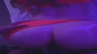 This hot teen babe with a huge ass was lounging on the beach, showing off her curvy body and tight bikini bottoms