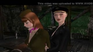 two stunning 3d brunettes licking on a hard penis