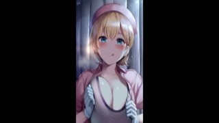 She's a hot nurse with big tits, she's working on your cock right now