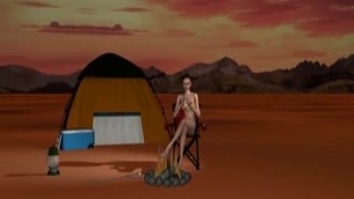 ### A hot 3D babe gets double teamed by two horny goblins in the desert